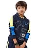 Under Fourteen Only Full Sleeves Football Printed Hooded Light Winter Sweatshirt - Navy Blue