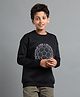 Under Fourteen Only Full Sleeves Football Patch Detailed Light Winter Sweatshirt - Black