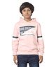 Under Fourteen Only Full Sleeves Save The Planet Text Printed Hooded Light Winter Sweatshirt - Peach