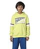 Under Fourteen Only Full Sleeves Save The Planet Text Printed Hooded Light Winter Sweatshirt - Yellow