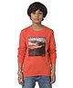 Under Fourteen Only Full Sleeves Exploring Text Printed Light Winter Sweatshirts - Orange