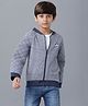 Under Fourteen Only Full Sleeves Football Printed Quilted Jacket - Navy