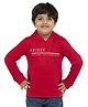 Under Fourteen Only Full Sleeves Unique Text Printed  Light Winter Hoodie - Red