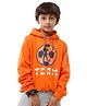 Under Fourteen Only Full Sleeves Football Printed Hooded Light Winter Sweatshirt - Orange