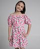 Under Fourteen Only Off Shoulder Floral Printed Knee Length Dress - Pink