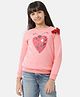 Under Fourteen Only Full Sleeves Ladybug Foil Printed Bow Applique Detailed Light Winter Sweatshirt - Pink