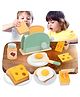 NEGOCIO Pop Up Toaster Play Kitchen Playset Wooden Learning Bread Maker Kids- Pack of 1- Color May Vary