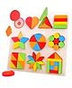 NEGOCIO Montessori Wooden Shape Puzzle Board Toy With 10 Designer Shapes | Brain Teaser Toy for Toddlers -pack of 1- Color May Vary