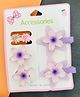 Radhya accessories Floral Designed & Applique Detailed Hair Clips & Rubber Bands Set - Purple
