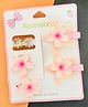 Radhya accessories Floral Designed & Applique Detailed Hair Clips & Rubber Bands Set - Pink