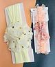 Radhya accessories Set Of 2 Polka Dots Foil Printed & Bow Applique Detailed Headbands - Yellow & Peach