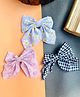 Radhya accessories Set Of 3 Bow Applique Detailed Gingham Checked & Floral Printed Hair Clips - Multi Colour