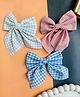 Radhya accessories Set Of 3 Bow Applique Detailed Gingham Checked Hair Clips - Multi Colour
