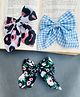Radhya accessories Set Of 3 Gingham Checked & Floral Designed Hair Clips - Multi Colour