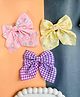 Radhya accessories Set Of 3 Gingham Checked & Floral Designed Hair Clips - Multi Colour