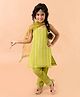 Fairies Forever Cotton Woven Sleeveless Striped Designed Lace Embellished Kurti & Pants With Dupatta - Green