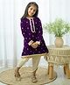 Fairies Forever Velvet Woven Full Sleeves Floral Embellished   Kurti & Dhoti Pant - Purple