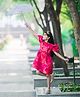 Fairies Forever Jacquard Woven Half Balloon Sleeves Floral Printed Dress - Dark Pink