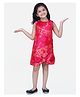 Fairies Forever Jacquard Woven Sleeveless Floral Printed Bow Detailed Dress - Dark Pink