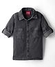 Kookie Kids Cotton Woven Full Sleeves Washed Shirt - Black