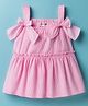 Kookie Kids Cotton Woven Sleeveless Solid Color Top with Front Bow Applique - Pink