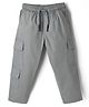 Kookie Kids Cotton Elastane Woven Full Length Solid Colour Cargo Pant - Grey
