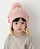 Ziory Wool Animal & Pom Pom Detailed Cap -  Pink