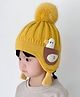 Ziory Woollen Pom Pom Embellished & Duck Applique Detailed Cap - Mustard Yellow