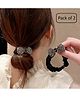 Ziory Set of 2 Bow Applique Detailed & Stone Embellished Scrunchies - Black and Brown