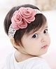 Ziory Floral Applique Detailed Soft Headband - Pink