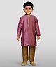 JBN Creation Silk Woven Full Sleeves Geometric Printed Lace Embellished Kurta Pyjama Set - Purple