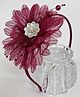 Little Peas Floral Applique Detailed & Pearls Embellished Hair Band - Burgandy