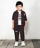 BAD BOYS Woven Just Be Cool Text Printed Tee & Joggers With Full Sleeves Jacket Set - Wine