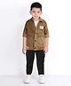 BAD BOYS Cordruoy Woven Not Bound Text Printed Tee & Pant With Half Sleeves Ribbed Shirt Set - Brown
