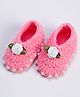 Love Crochet Art Wool Pearl Embellished Booties - Pink