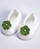 Love Crochet Art Wool Floral Detailed Knitted Booties - White