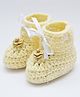 Love Crochet Art Wool Floral Applique Detailed Booties - Cream