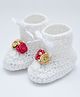 Love Crochet Art Wool Floral Applique Detailed Booties - White