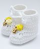 Love Crochet Art Wool Floral Applique Detailed Booties - White