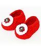 Love Crochet Art Wool Floral Applique Detailed Booties - Red