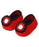 Love Crochet Wool Art Floral Applique Detailed Booties - Black