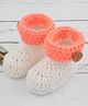 Love Crochet Art Solid Double Color Booties - White2