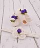 Love Crochet Art Floral Applique Detailed Booties & Headband Set - Purple