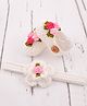 Love Crochet Art Floral Applique Detailed Booties & Headband Set - Pink