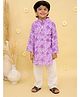 Junitos Cotton Woven Full Sleeves Floral Printed Kurta Pyjama Set - Purple