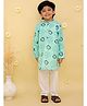 Junitos Cotton Woven Full Sleeves Abstract Printed Kurta Pyjama Set - Green