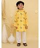 Junitos Cotton Woven Full Sleeves Abstract Printed Kurta Pyjama Set - Yellow