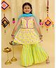Junitos Cotton Woven Sleeveless Ikat Printed Kurti Sharara With Dupatta Set  - Yellow