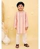 Junitos Cotton Woven Full Sleeves Striped Kurta Pyjama Set -  Peach