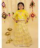 Junitos Cotton Woven Half Sleeves Abstract Printed Lehenga Choli With Dupatta Set - Yellow